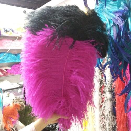 New 50 pcs Rose and Black 24-26inches/60-65cm "thick stem" male ostrich feathers Wedding Birthday Christmas Decoration