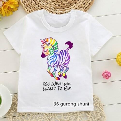 New arrival 2021 childrens tshirt funny color zebra cartoon print boys t shirt summer Hip hop girls t-shirt cute kids clothes