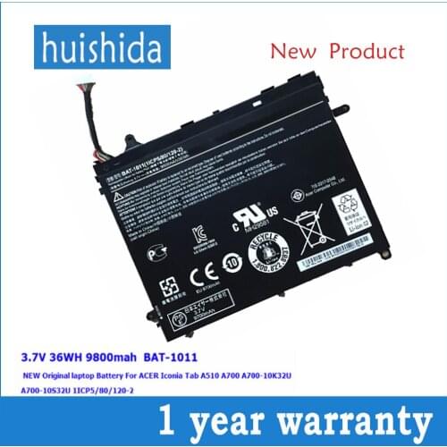 3,7 V 36WH bate-1011 New original laptop battery for ACER Iconia Tab 8: A510 A700 A700-10K32U A700-10S32U 9800mah series