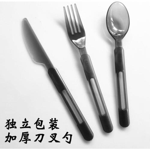 Birthday Party Household Supplies Plastic Transparent Disposable Tableware Steak Dinner Knife Fork Spoon 100pc/lot