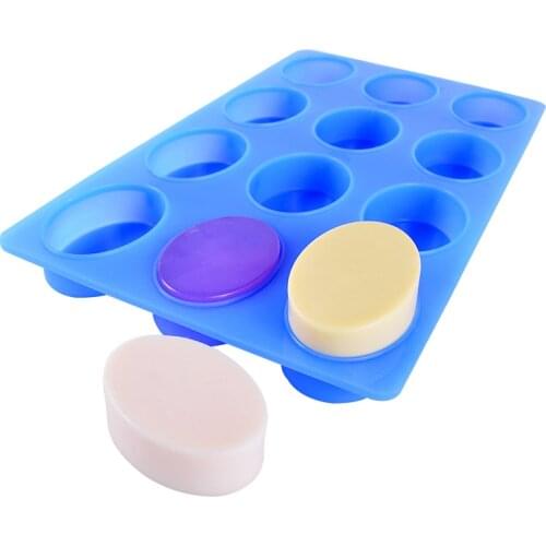 Silicone Soap Mold 12-Cavity Ellipse Handmade Swirl Soap Making Tool