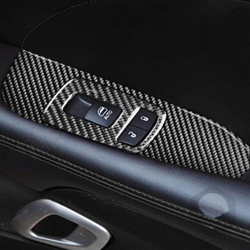 Genuine Carbon Fiber For Dodge Challenger 2015-up Car Window Lift Panel Frame Cover Trim Car Styling