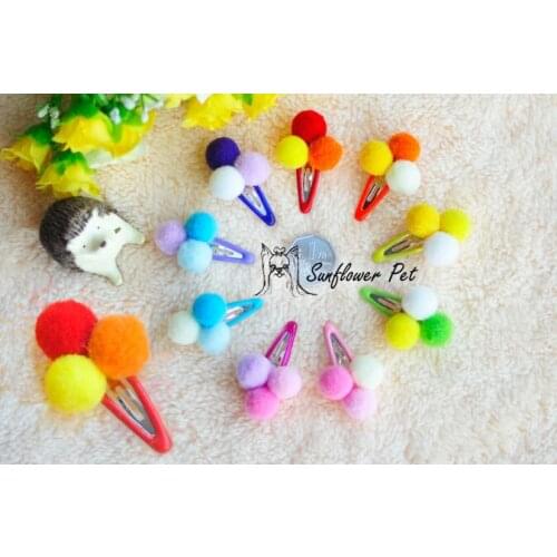 Hot-selling yorkshire blue pompon pet bb clip pet hair accessory hairpin 20 pcs/lot