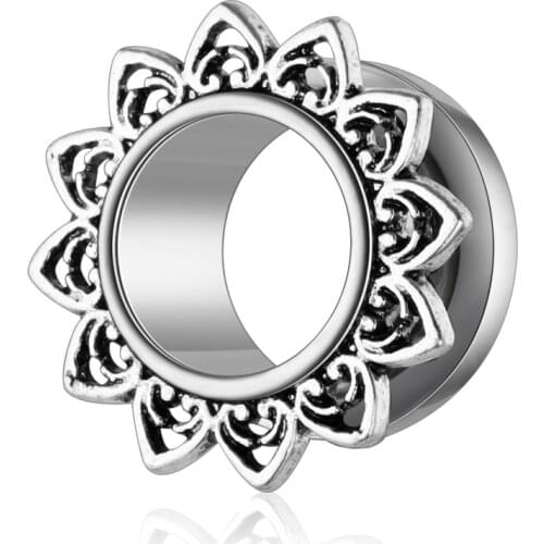 Drop shipping 00 gauges Stainless Steel Double Flared Screw Fit Ear Flesh Tunnel Plug Ear Gauge Expander Piercing Jewelry