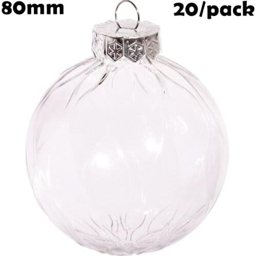 Promotion - 20 Pieces x DIY Paintable/Shatterproof Christmas Decoration Ornament, 80mm Plastic Stripe Sphere Bauble Ball