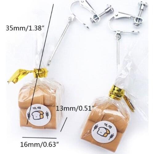 Handmade Simulation Food French Bread Toast Dangle Drop Earrings Cute Unique Toast Bread Earrings Women Fashion Jewelry C1FE