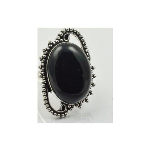 Black Onyx Ring Silver Overlay over Copper , Size: 8, R2555