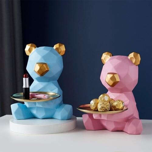 Nordic Home Decoration Resin Embellishment Bear Statue Sculpture Abstract Living Room Decoration Bedroom Decoration Accessories