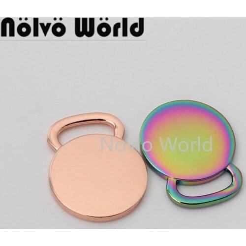 10-50pcs 26*33mm 15mm inner rose gold round shape personal tags for diy handbag decoration accessories customized products