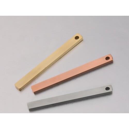 100% Stainless Steel Rectangle Tag Charm Blank For Engrave 3x32mm Metal Rectangle Plate Mirror Polished Wholesale 20pcs