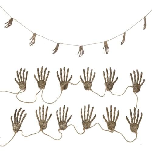 2m 12pcs Skeleton Hand String Hanging Ornament Garland Halloween Decoration Banner Bunting DIY Home Party Haunted House Decor
