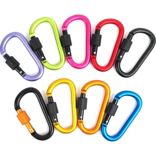 2PCS D Type Fast Hook Hang Buckle Keychain Key Chain Ring EDC Outdoor Camping Equipment Backpack Carabiner Accessories EDC Tools