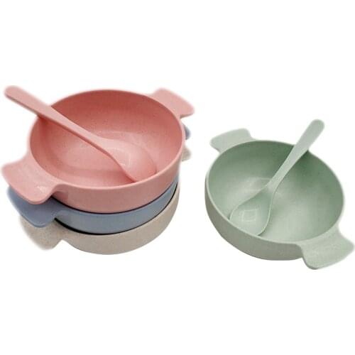 2pcs/set Baby Feeding Food Tableware Eco-Friendly Toddle Kids Dishes Baby Child Eating Dinnerware Anti-hot Training Bowl+Spoon