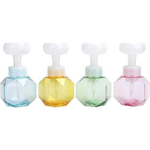300ml Flower Foam Bottle Plastic Transparent Dispensing Bottle Mousse Liquid Dispenser Shower Gel Hand Soap Foam Foaming Pump