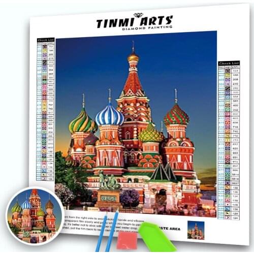 5D DIY Diamond Painting Kits Full Round Drills Landscape Cross Stitch Rhinestone Embroidery Home Wall Decor Russian Castle Gift