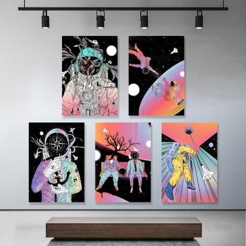 Abstract Modular Poster Prints Planet Astronaut Framework Canvas Painting HD Pictures Modern Decor Home Living Room Wall Artwork
