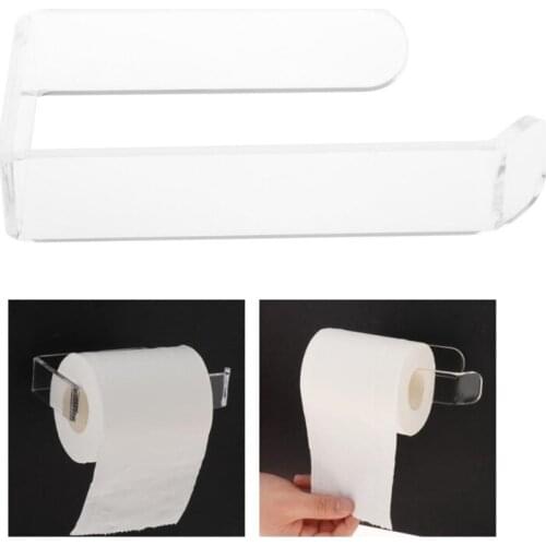 Acrylic Toilet Paper Holder Tissue Rack Wall Mounted Bathroom Roll Holder Paper Tissue Rack Hook Kitchen Hanger No Drill