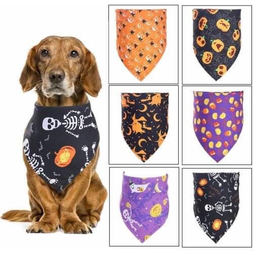 Halloween Dog Bandana Cotton Scarf Bib Grooming Accessories Bandage Collar for Small Medium Large Pet Fashion Design