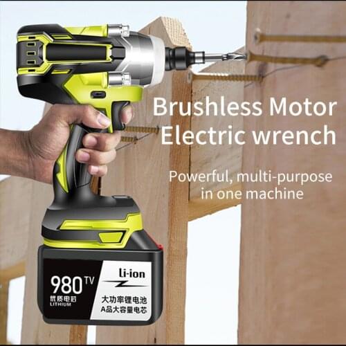 Brushless Electric Impact Wrench Rechargeable Cordless Wrench Power Tools Lithium Battery Charging Machine Woodworking Wrench
