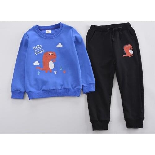 Kids Clothes For Boys And Girls Blue Cute Cartoon Child Outfit Sets Boutique Clothing Wholesale Baby Clothing For Spring Autumn