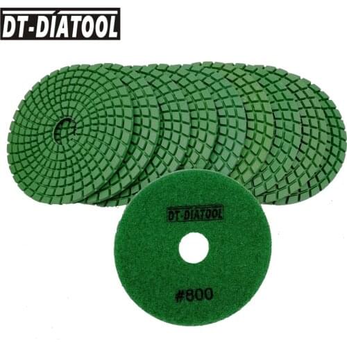 DT-DIATOOL 10pcs #800 Diamond polishing Disc Grinding Pads for Granite or Marble Dia 100mm flexible Wet 4 inches Grinding pad