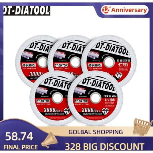 DT-DIATOOL 5pcs/set Vacuum Brazed Diamond Metal Cutting Disc, Diamond Cut-off Wheel Blade For Cutting Steel Tube Iron Rebar