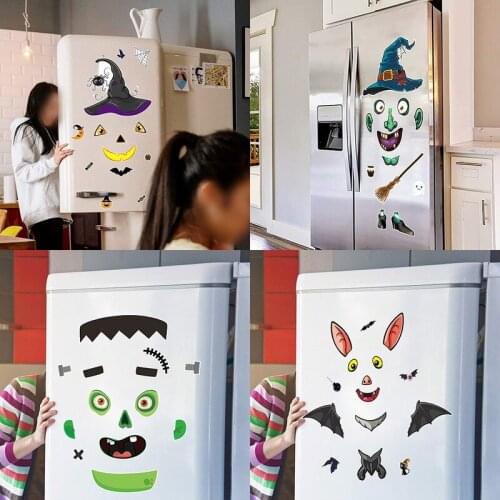 Halloween Magnetic Fridge Magnet Witch Bat Pumpkin Garage Door Decoration Wall Sticker Holiday Decoration Multi-piece Package