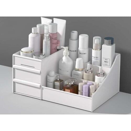 Large Capacity Cosmetic Makeup Organizer Drawers Plastic Bathroom Skincare Storage Box Brush Lipstick Holder Organizers Storage