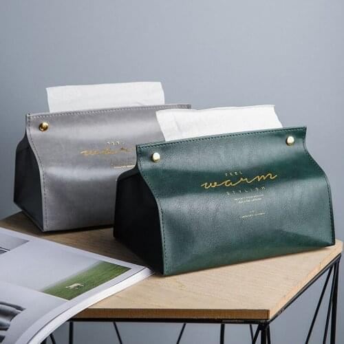 Creative Leather Tissue Box Nordic Pumping Box Living Room Dining Room Household Car with Thickened Tissue Bag Napkins Holder