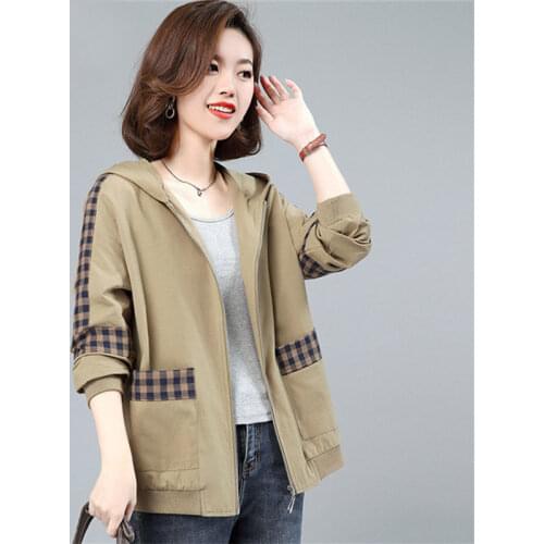 2021 Spring Autumn Khaki Casaco Feminino New Loose Large Size 5XL Sports Jackets Hooded Jacket Women Casual Outwear Female Coat