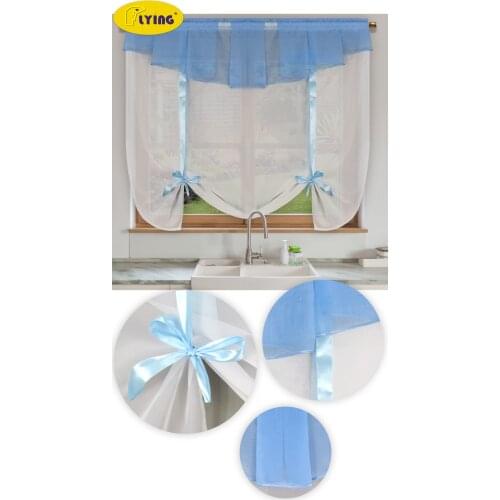 Flying Tulle Balcony Drape Kitchen Window Curtain Sheer Wave blinds Yarn Sheer Voile Curtains For Kitchen Solid Color