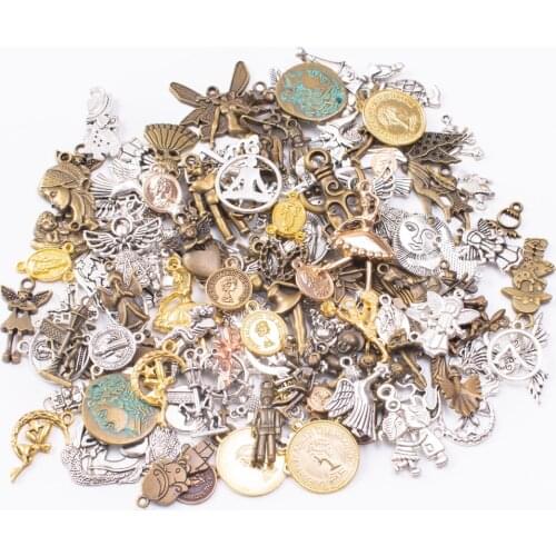 50g hot sale metal figure mixed charm pendant antique bronze bracelet necklace handmade jewelry making wholesale DIY accessories