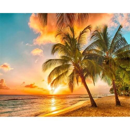 Beibehang Fashion high decorative wall paper papel de parede 3d wallpaper coconut tree sea beach sunrise sunset background wall