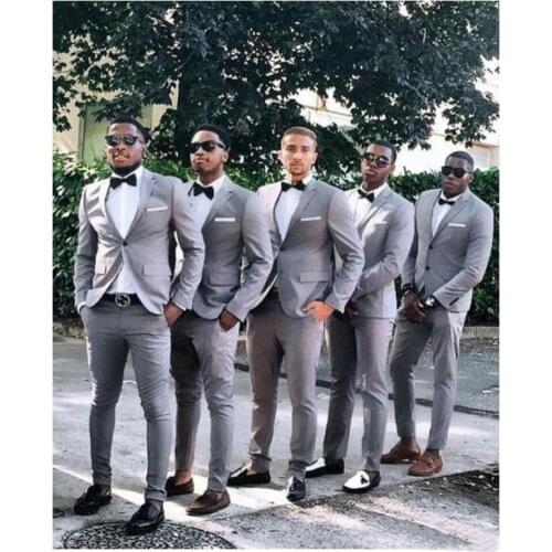Men Suits Peaked Lapel Two Button Groomsman Tuxedos Wedding Suit Best Man Blazer Two Pieces (Jacket+Pants+Tie)