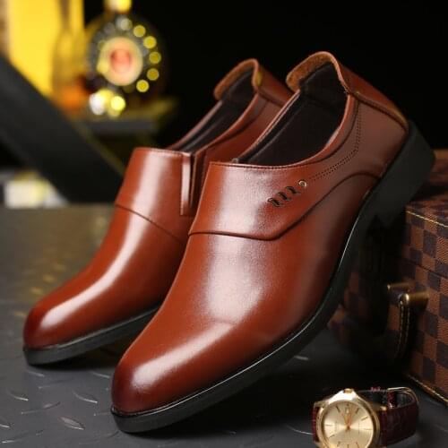 2019 spring and autumn brand brown mens shoes classic luxury business comfort high quality outdoor formal casual leather shoes