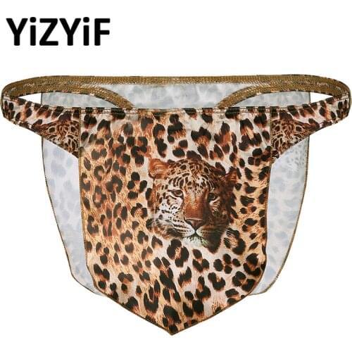 Mens Bikini Thong Underwear bikin Bottoms Leopard Bulge Pouch Panties Men Underpants Shorts Jungle Loincloth G string Briefs men