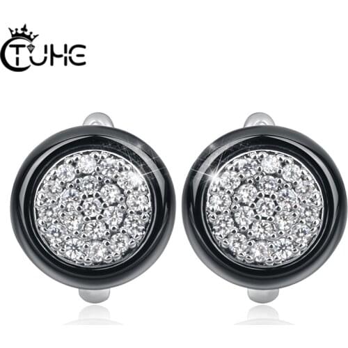 New Fashion U Shape Ceramic Earrings Jewelry Pink White Black Never Fade Healthy Ceramic Earrings For Women Gold Crystal Earring