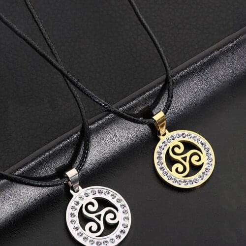 Trendy Teen Wolf Crystal Women Necklace Stainless Steel Triskele Triskelion Allison Argent Men Pendants Necklaces Jewelry Gift