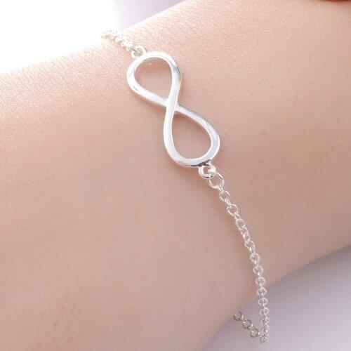Gift For Her-1 Pc Simple Infinity Bracelet Charm Endless Love Bracelets For Women Girls Sliver Gold Color