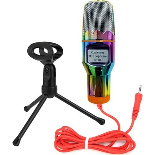Professional Condenser Microphone Sound Podcast Studio Microphones with Desktop Tripod for Computers MSN VK Chat Karaoke Singing