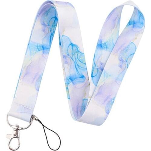 Marble Printing Neck Strap Keychain Lanyard for Keys Women ID Badge Holder Keycord DIY Hanging Rope Cell Phone Accessories