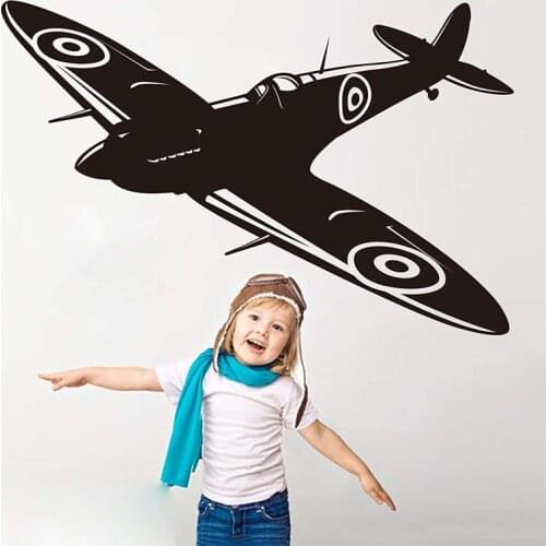 Jet Aircraft Wall Sticker Plane Airplane Decal Boys Kids Bedroom Decor Personalized Nursery Baby Room Decoration British Fighter
