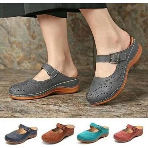 Womens Sandals 2021 Summer Handmade Ladies Shoes Leather Sandals Women Flats Retro Style Shoes Woman Soft Bottom Slipper