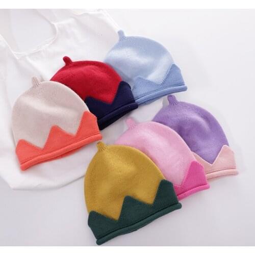 Crown Baby Nipple Cute Knitted Kids Cap For Girls Boys Candy Color Hats Warm Winter Beanie Toddler Bonnet Gorros
