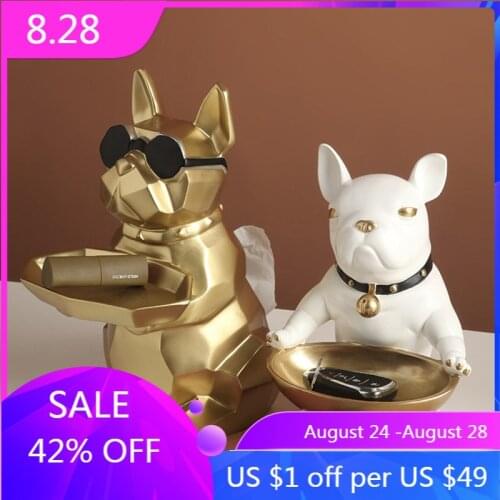 Nordic French Bulldog Statue Decoration Tray Storage Modern Resin Animal Decoration Home Decoration Room Decoration