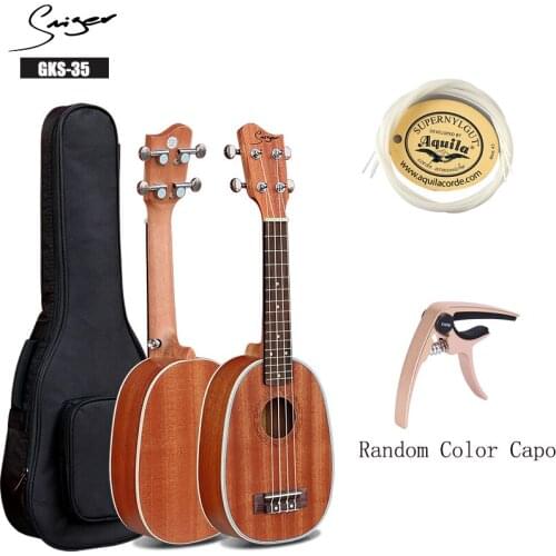 Smiger 1 Set Sapele Ukulele GKS-35 21 Inch Pineapple Stain Die-cast Ukulele Mahogany Neck With Ukulele Capo String