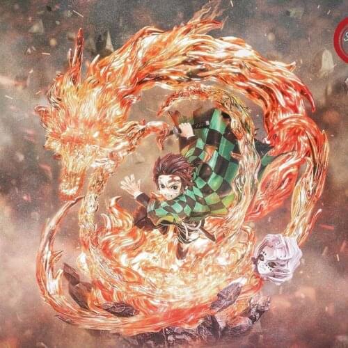 Presale Demon Blade Slayer Fantasy Studio Simple Carving Kitchen Door Tanjiro Floor Can Be Lighted Limited Edition Statue Figure