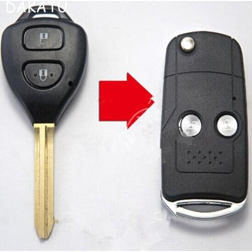 DAKATU 2 Buttons Replacement Modified Flip Folding Remote Key Shell Blank Cover For Toyota Camry Reiz Crown RAV4 Corolla Fob Key
