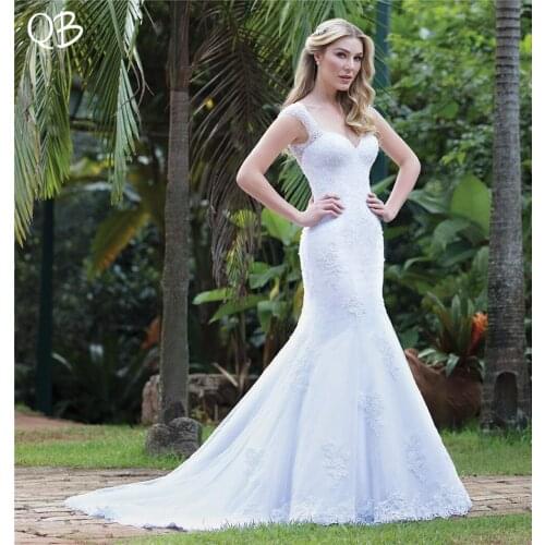 Custom Made Vestidos de Novia Sexy Luxury Mermaid Tulle Lace Crystal Sequins Wedding Dress 2019 New Fashion Wedding Gowns SD04