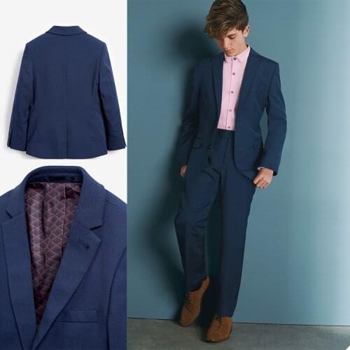 Winter Navy Boys Formal Wear Jacket Pants 2 Pieces Set Suits for Wedding Dinner Children Kids Tuxedos